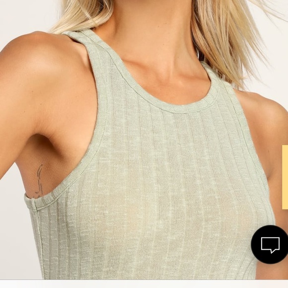 Sage Green Ribbed Knit Tank Top Lulus - Picture 5 of 6